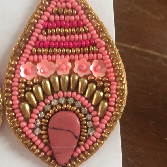 Pink Boho Seed Bead Earrings - Picture 5 of 10